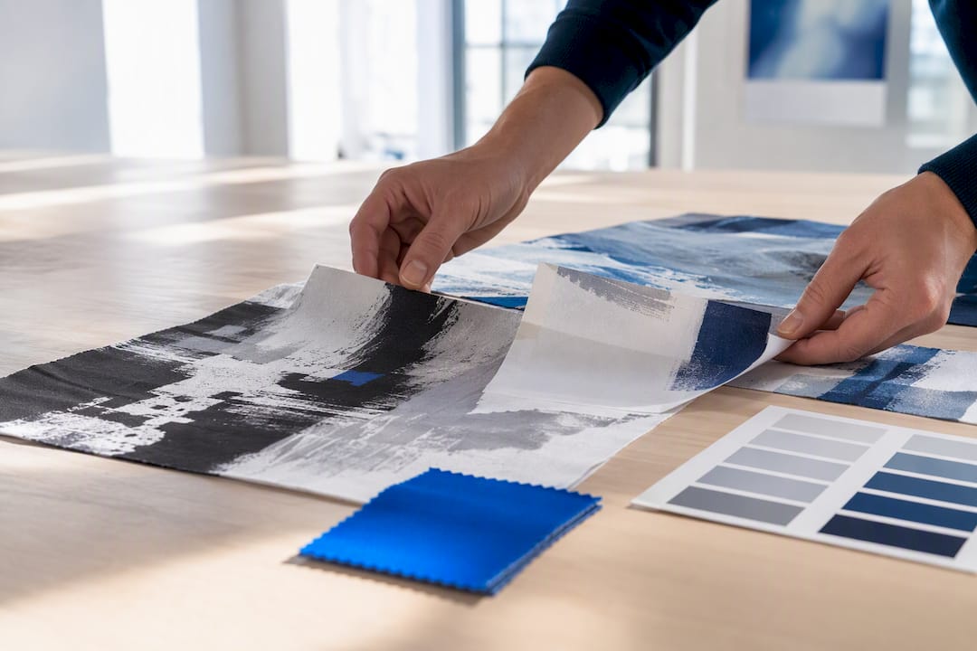 Abstrakte Ausschnitte von Motiven und Farben im Druckstudio