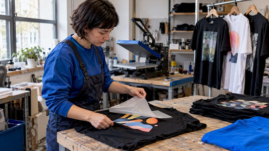 DTF-Eventshirts werden in einer Werkstatt in München geprüft